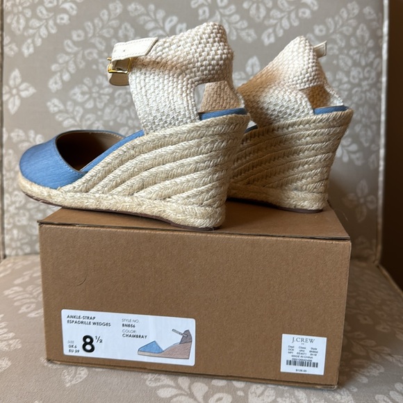 New J Crew Factory Chambray Blue Espadrille wedge Sandals size 8.5 - Picture 5 of 5